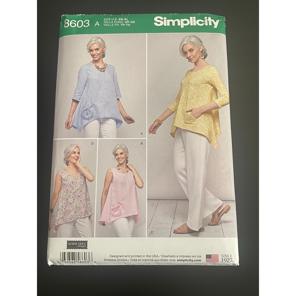 00507 - Simplicity 8603 Misses Loose Fitting‎ Tops Sewing Pattern Sz XS-XL UNCUT